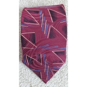 Vintage Hanover St. Men's Neck Tie Burgundy Geometric 100% Silk